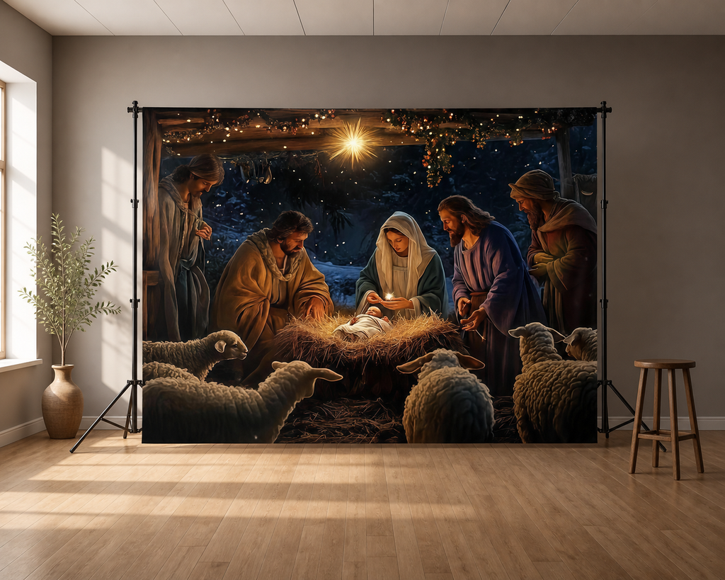 Christmas Nativity Stable Backdrop scene 2