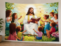 Jesus with Children Garden Backdrop styled scene 1