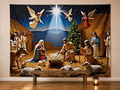 Nativity shepherds stars Christmas backdrop church celebration scene