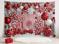 Candy cane peppermint Christmas backdrop children photo scene