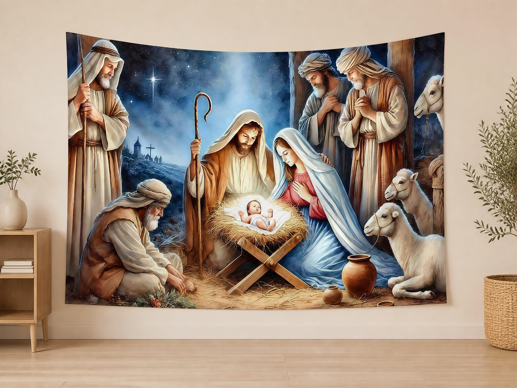 Classic Nativity Family Backdrop application scene 2