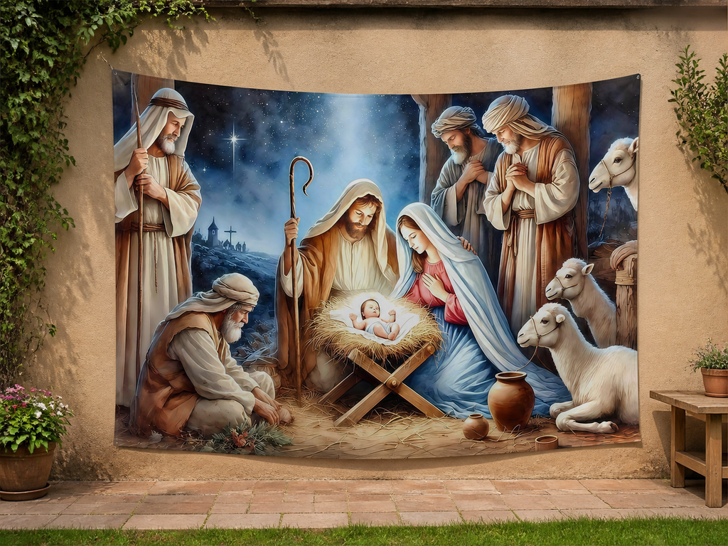 Classic Nativity Family Backdrop application scene 3
