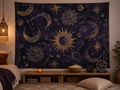 Bohemian Sun Moon Star Tapestry Backdrop bedroom