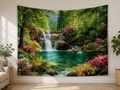Forest Waterfall Garden Tapestry Backdrop indoor application scene