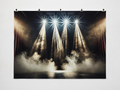 Monochrome Theater Spotlights Printed Backdrop — complete flat printed design; accessories not included