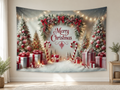 Red White Merry Christmas Backdrop indoor application scene