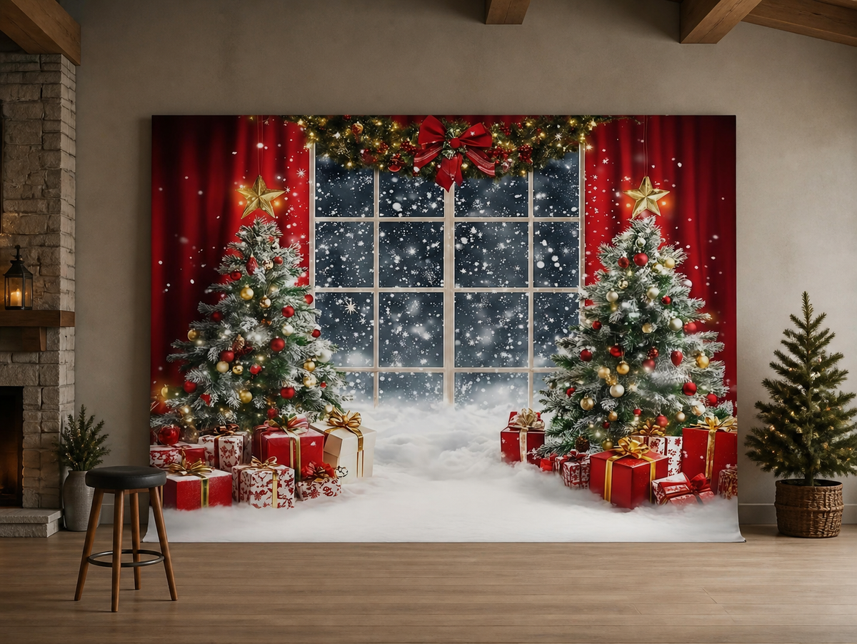 Christmas Tree Window Scene Backdrop scene 1