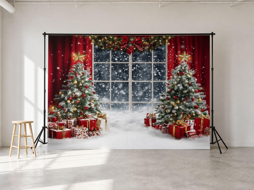 Christmas Tree Window Scene Backdrop scene 2