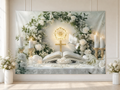 White Floral First Communion Backdrop application scene 1