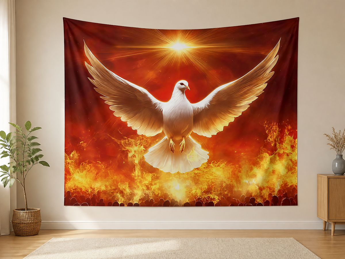 Holy Spirit Dove Flames Backdrop indoor application scene