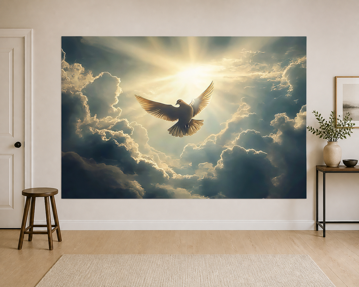 Holy Spirit Dove and Clouds Backdrop scene 1