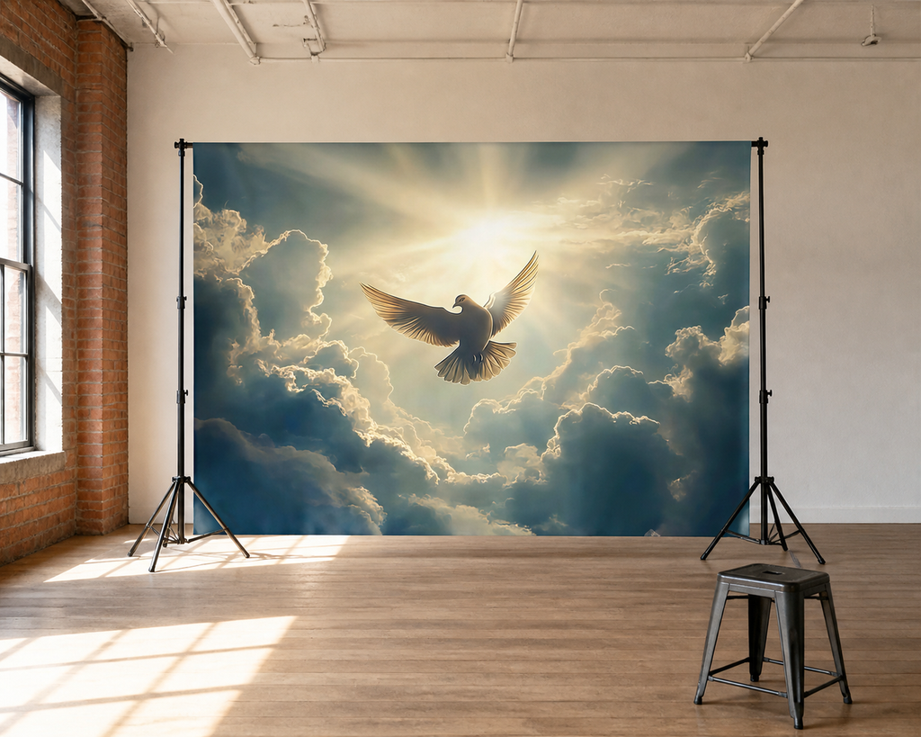 Holy Spirit Dove and Clouds Backdrop scene 2