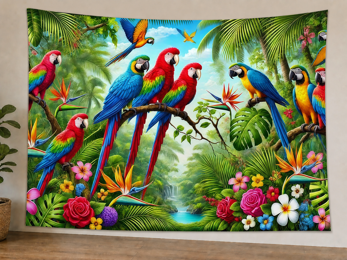 Tropical Parrot Rainforest Backdrop styled scene 1