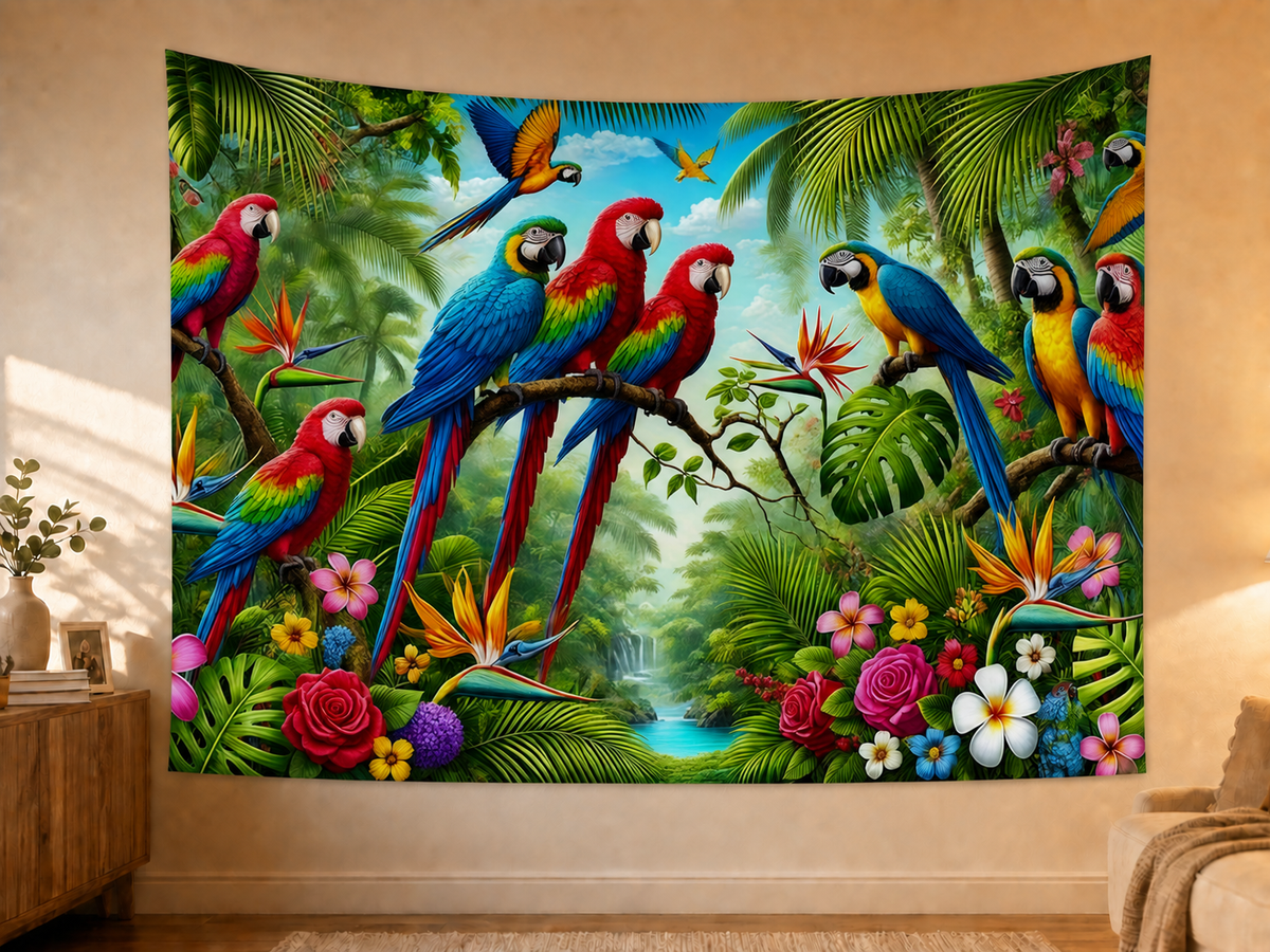 Tropical Parrot Rainforest Backdrop styled scene 2