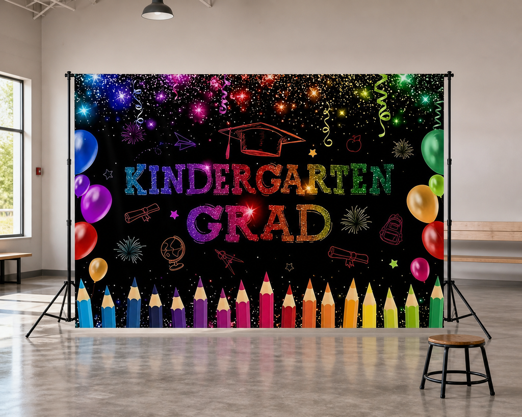 Kindergarten Graduation Celebration Backdrop scene 2