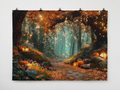 Autumn Forest Fairy Lights and Pumpkins Backdrop — complete flat printed design; accessories not included
