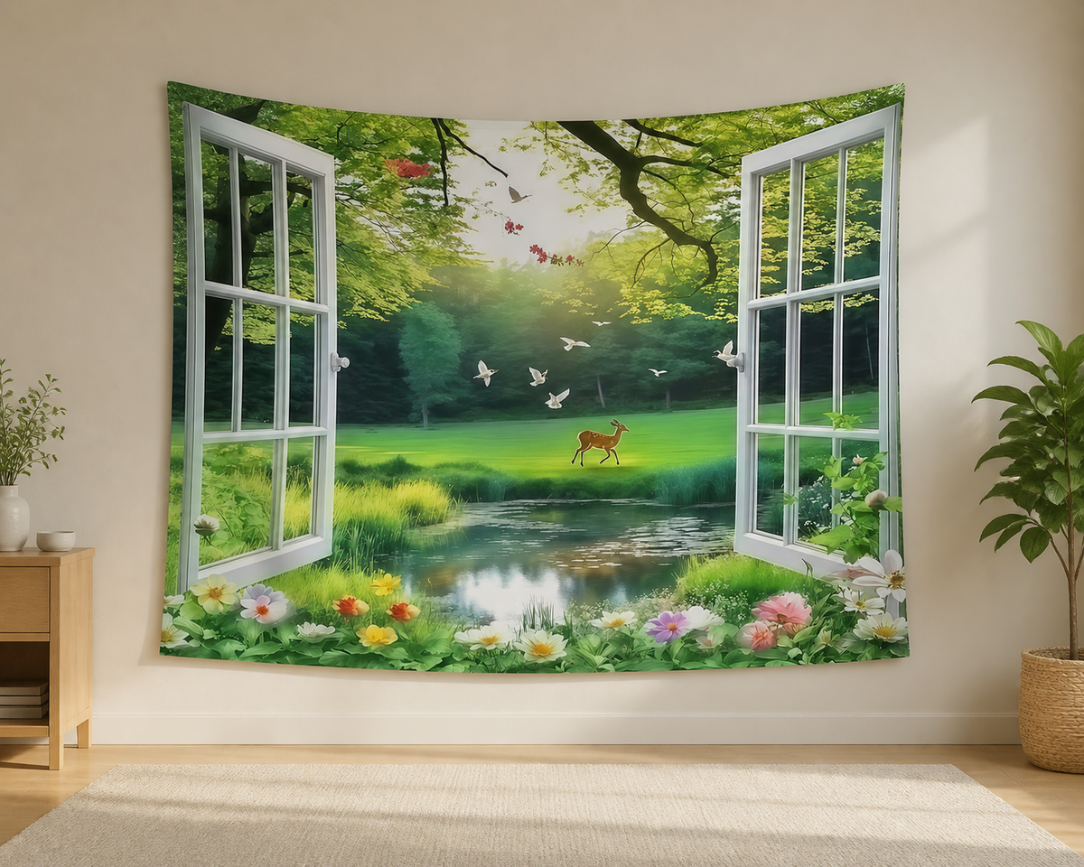 Forest Window Landscape Backdrop indoor application scene