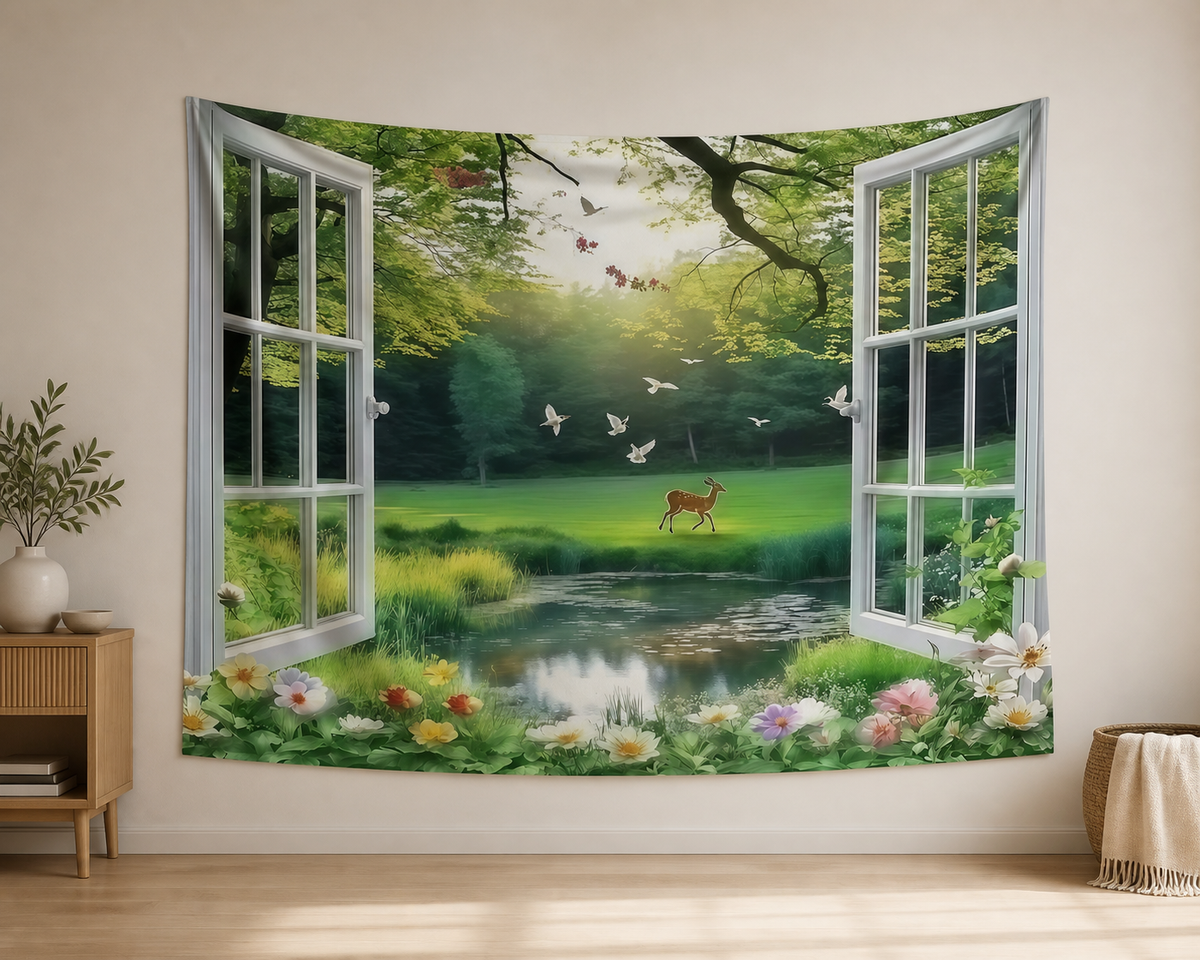 Forest Window Landscape Backdrop indoor application scene