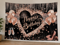 Rose Gold Heart Happy Birthday Backdrop styled scene 1