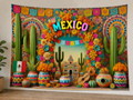 Colorful Mexico Fiesta Tapestry Backdrop styled scene 1