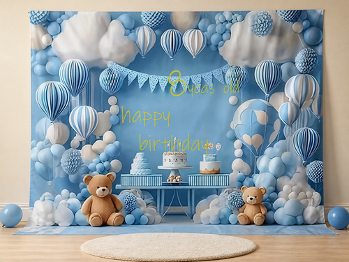 Blue cloud 8th birthday photography backdrop