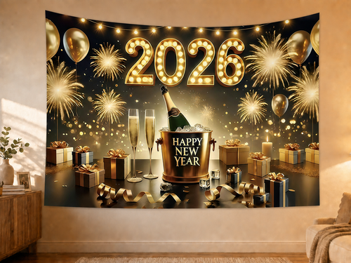 2026 Happy New Year Celebration Backdrop styled scene 2