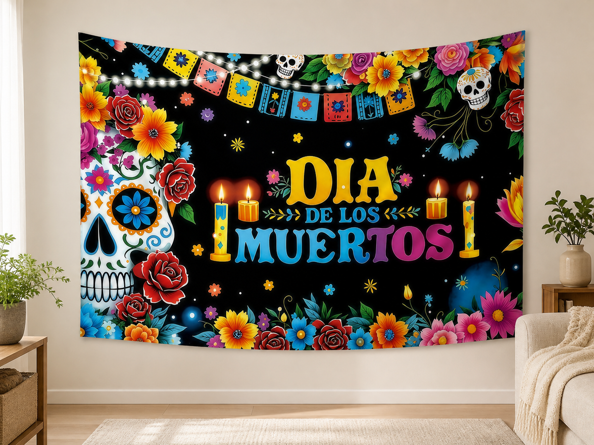 Dia de los Muertos Floral Backdrop indoor application scene
