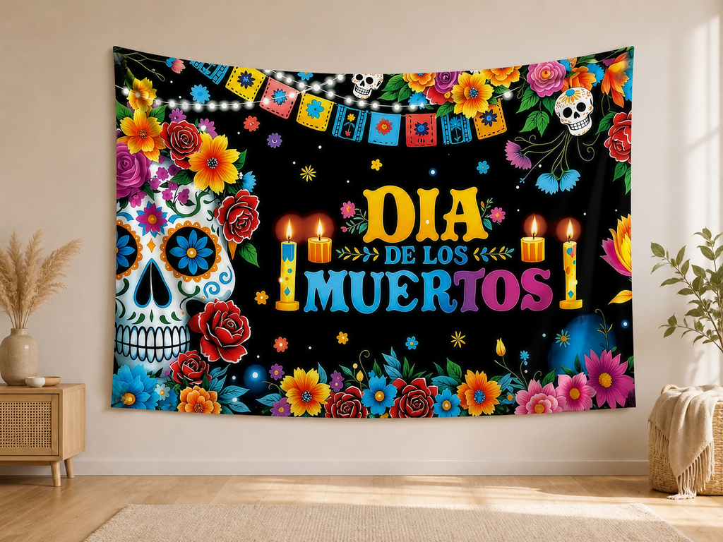 Dia de los Muertos Floral Backdrop indoor application scene