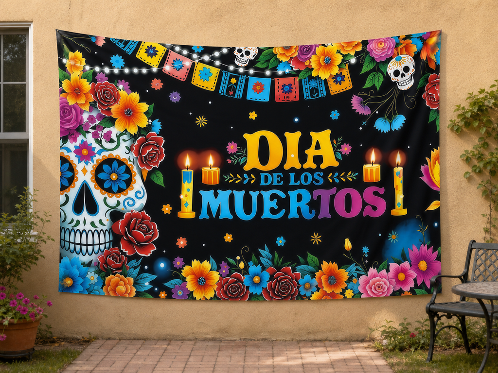 Dia de los Muertos Floral Backdrop garden application scene
