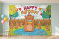 Cute Capybara Birthday Party Backdrop scene 1