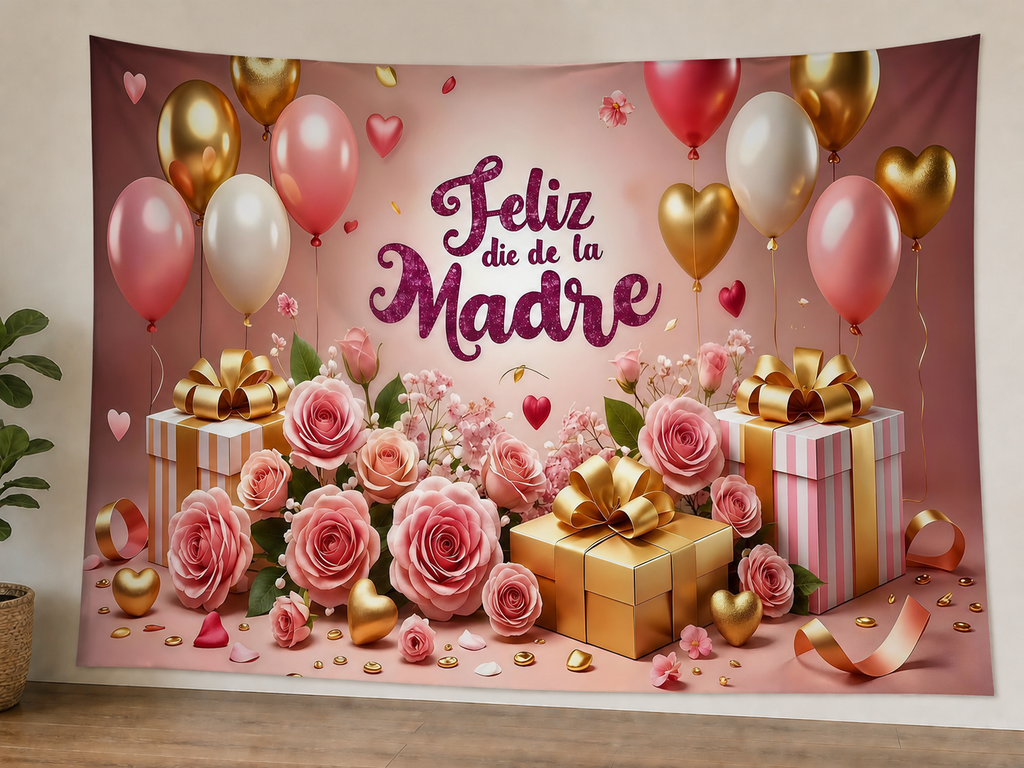 Spanish Pink Rose Mother's Day Backdrop styled scene 1