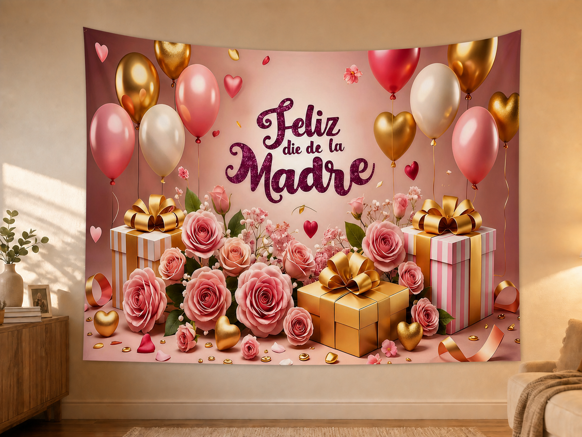 Spanish Pink Rose Mother's Day Backdrop styled scene 2