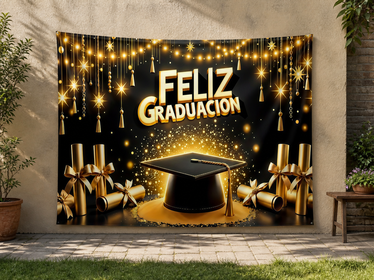 Spanish Gold Graduation Backdrop garden application scene