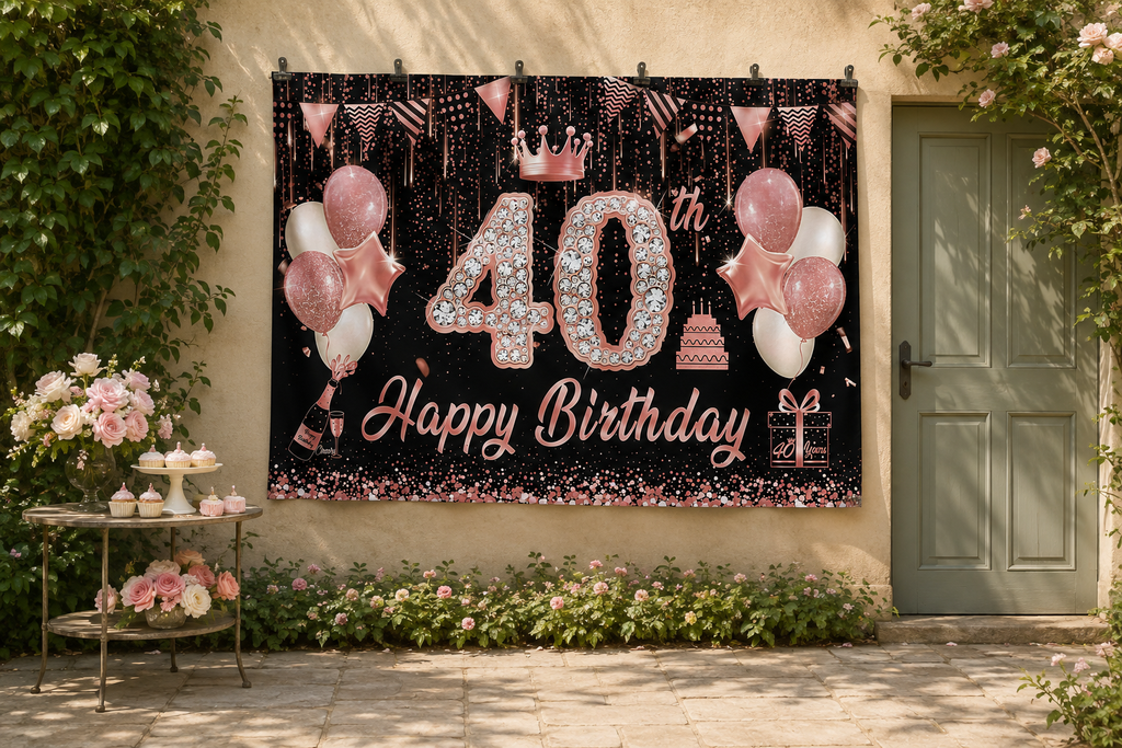 FJ250925217 printed polyester backdrop, temporary outdoor wall display; accessories not included