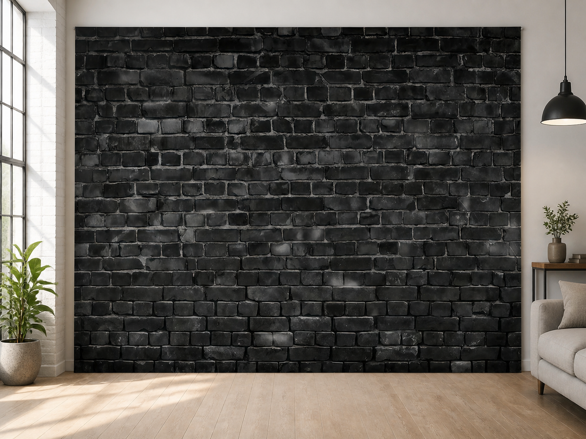 Modern Textured Black Brick Photography Backdrop living room display