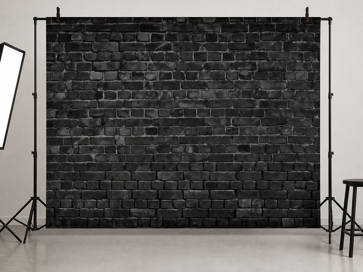 Modern Textured Black Brick Photography Backdrop photo studio display