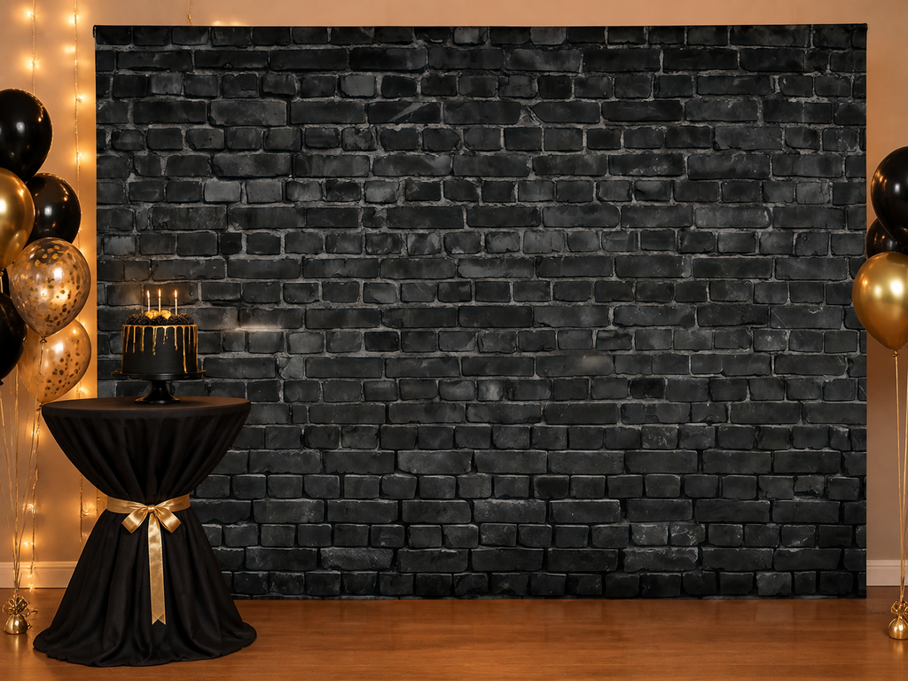 Modern Textured Black Brick Photography Backdrop birthday display