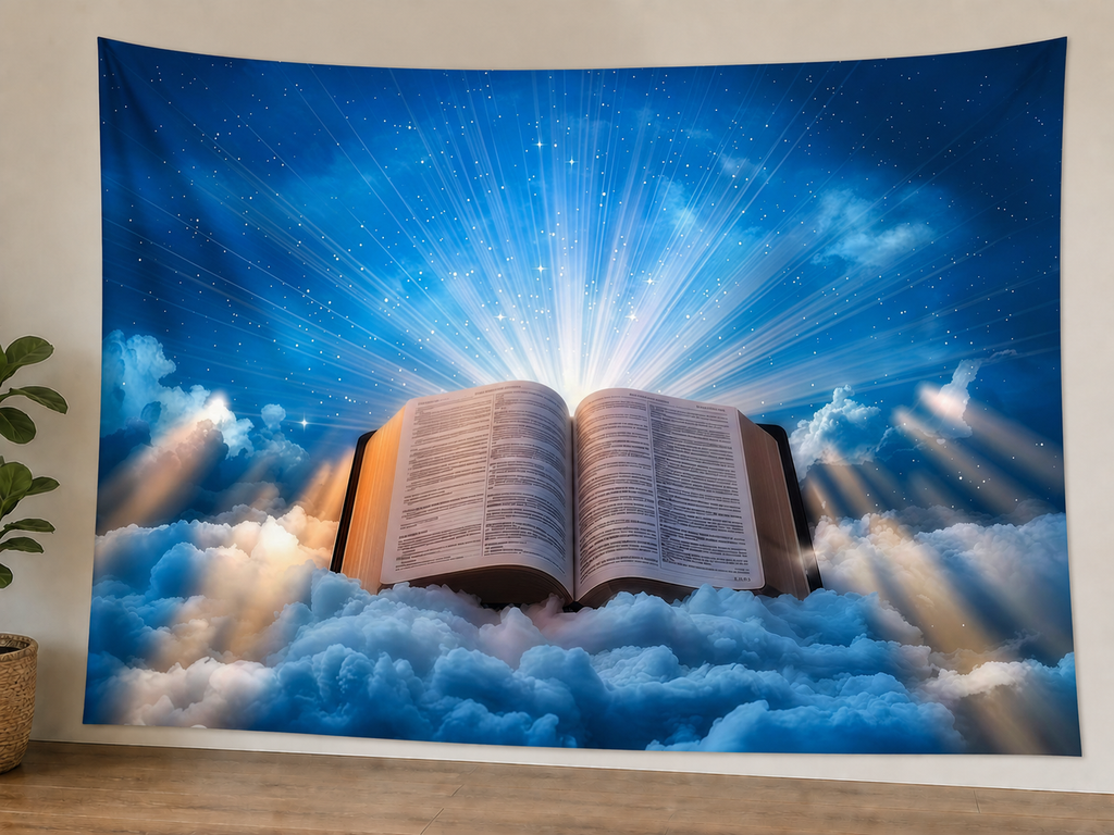 Heavenly Bible Clouds Religious Backdrop styled scene 1