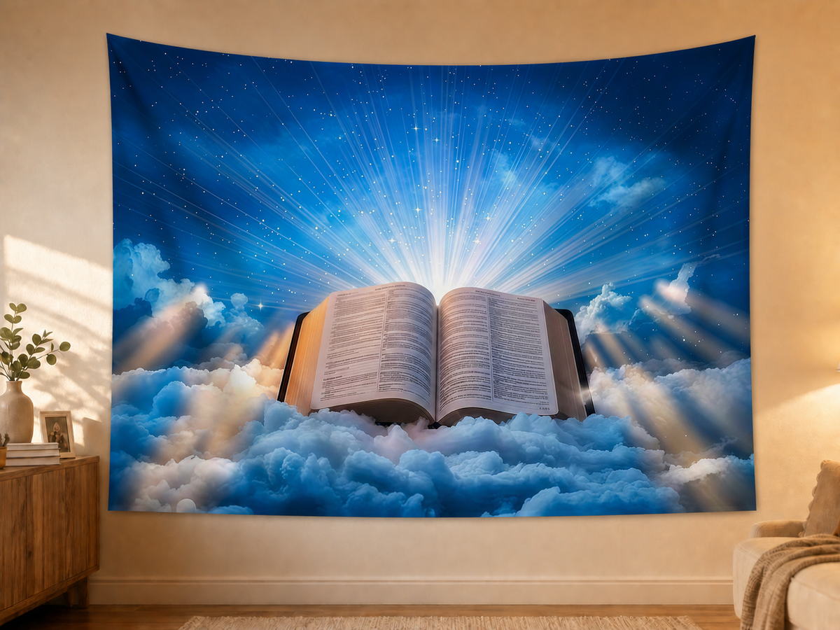 Heavenly Bible Clouds Religious Backdrop styled scene 2