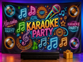 Neon Karaoke Party backdrop birthday music scene