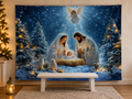 Snowy Nativity angel Christmas backdrop church portrait scene
