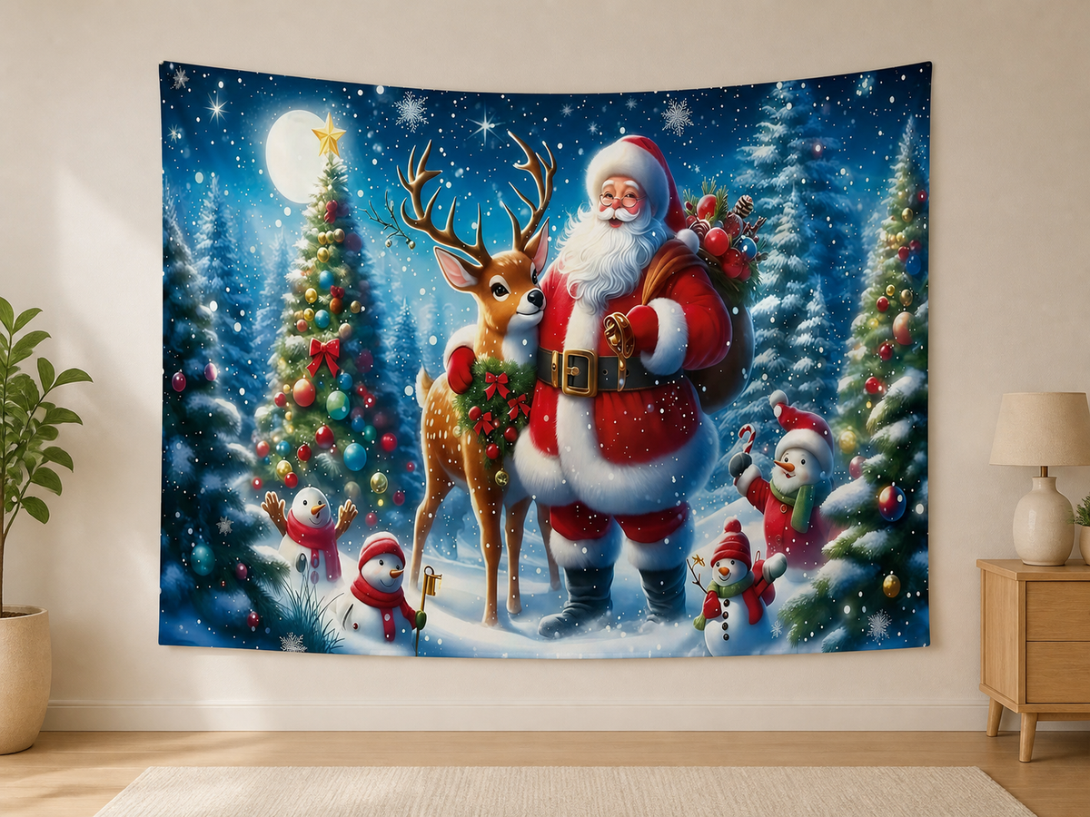 Santa Reindeer Christmas Backdrop application scene 1