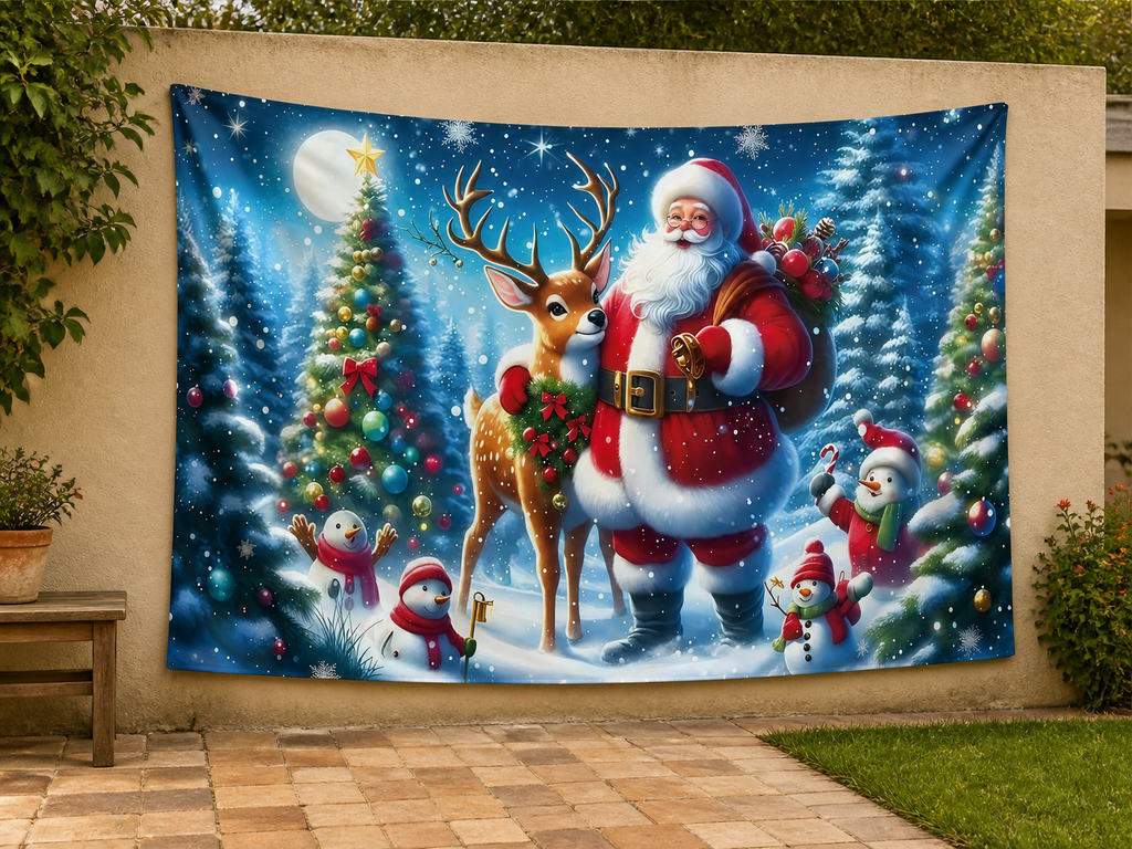 Santa Reindeer Christmas Backdrop application scene 3