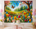 Spring Flowers and Butterflies Garden Backdrop children's party