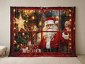Santa Christmas window star snow photography backdrop scene 1