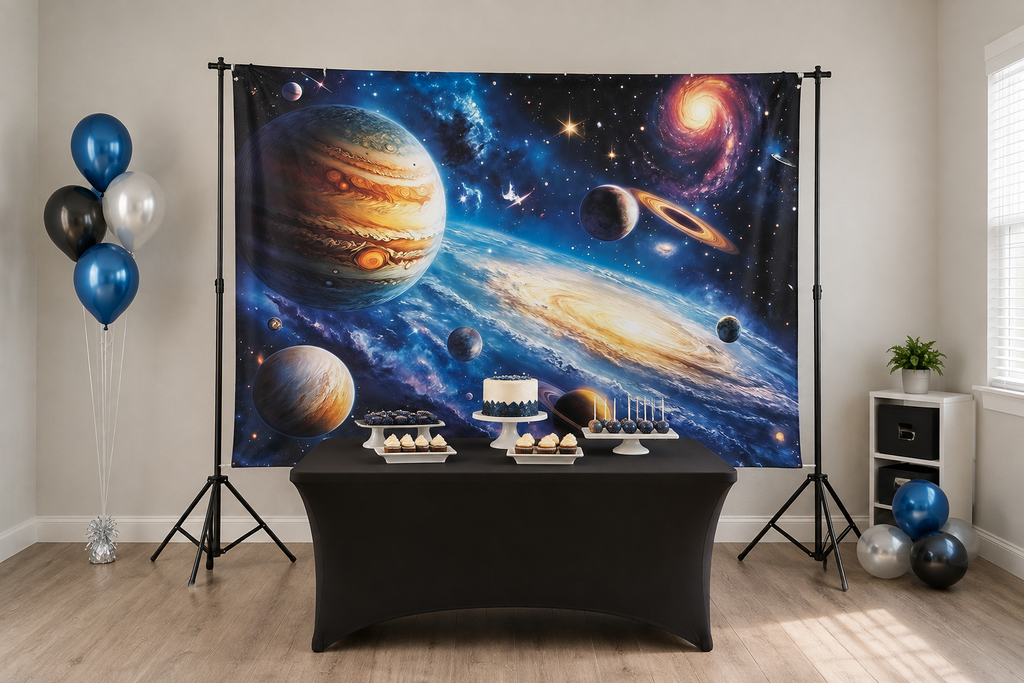 Colorful Galaxy and Planets Backdrop lifestyle scene 1