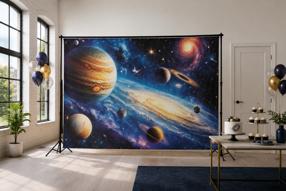 Colorful Galaxy and Planets Backdrop lifestyle scene 2