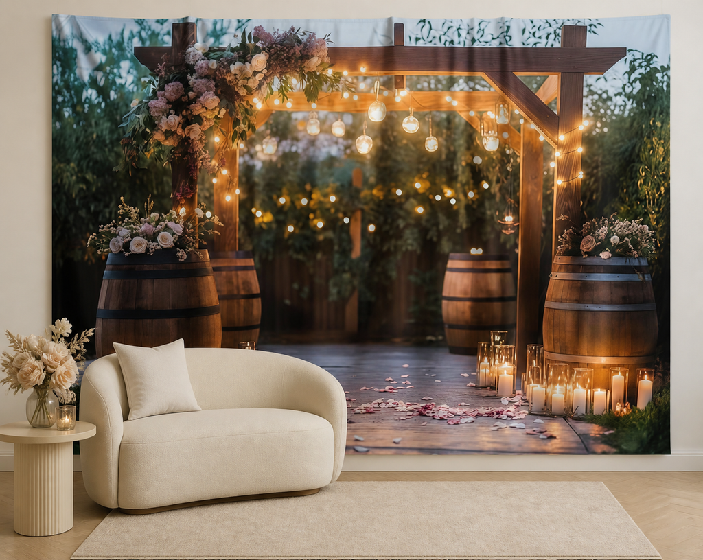 Rustic Garden Wedding Arch Backdrop reception portrait