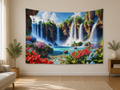 Tropical Flower Waterfall Tapestry Backdrop indoor application scene