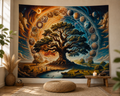Cosmic tree of life tapestry meditation corner scene